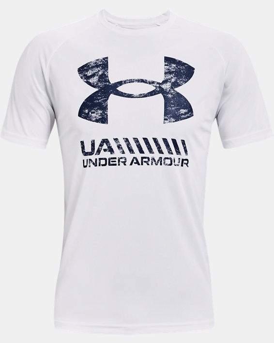 Men's UA Velocity Graphic Logo Short Sleeve, White, pdpMainDesktop image number 4